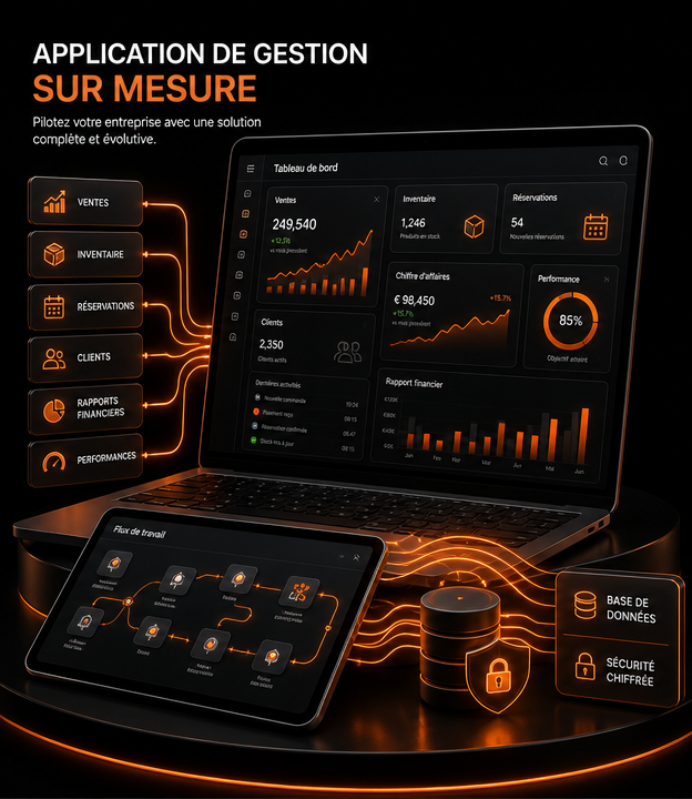 Illustration premium — Application de gestion personnalisée