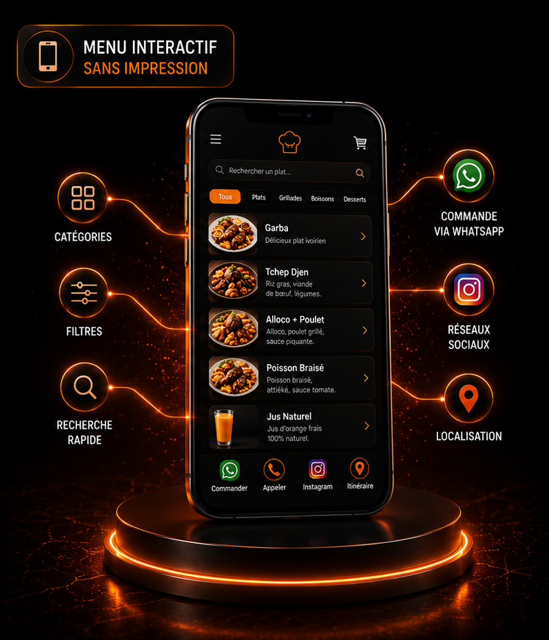 Illustration premium — Menu interactif sans impression